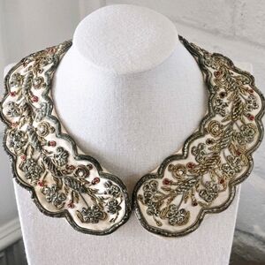 Vtg 40s 50s Embellished Handmade Collar Necklace, Baar & Beards NYC, India